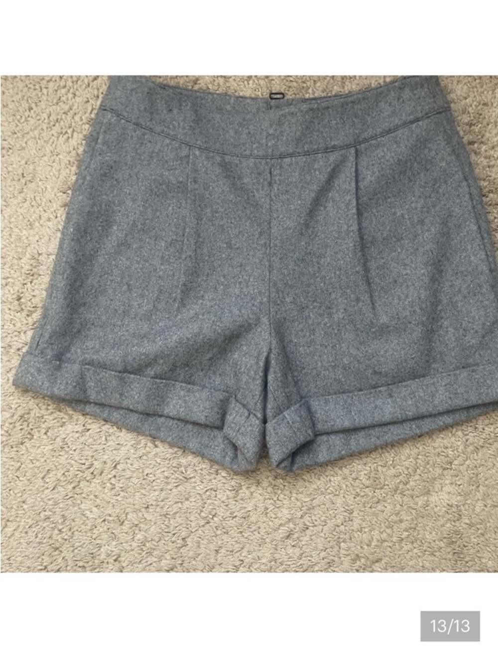 ALICE + OLIVIA GRAY FLANNEL WOOL  SHORTS BACK EXPOSED ZIPPER NWOT NEVER WORN - Picture 10 of 12